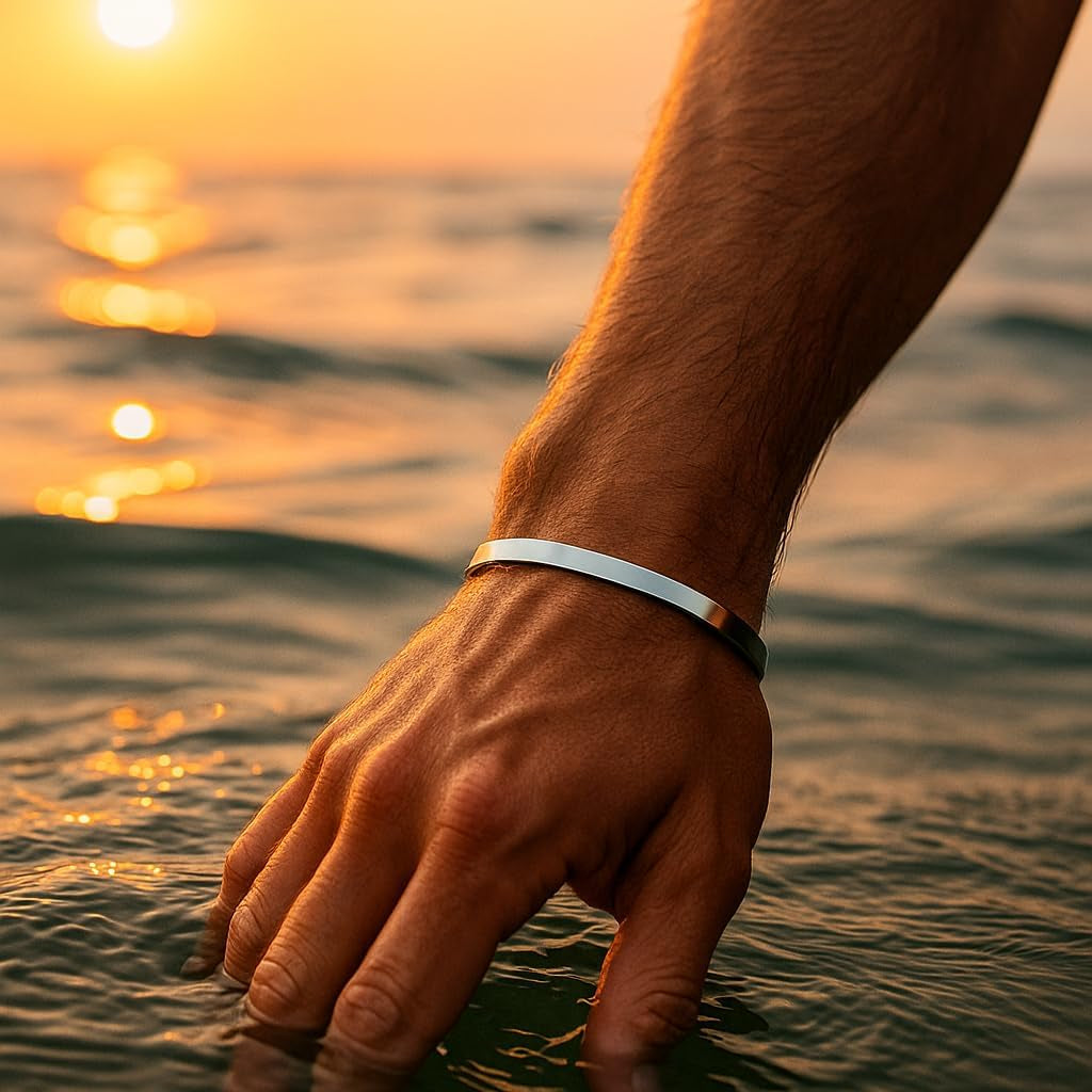 Men'S Minimalist Titanium Cuff Bracelet | Versatile Unisize Waterproof | Design-Led Artisan Jewellery, from London | Ravick