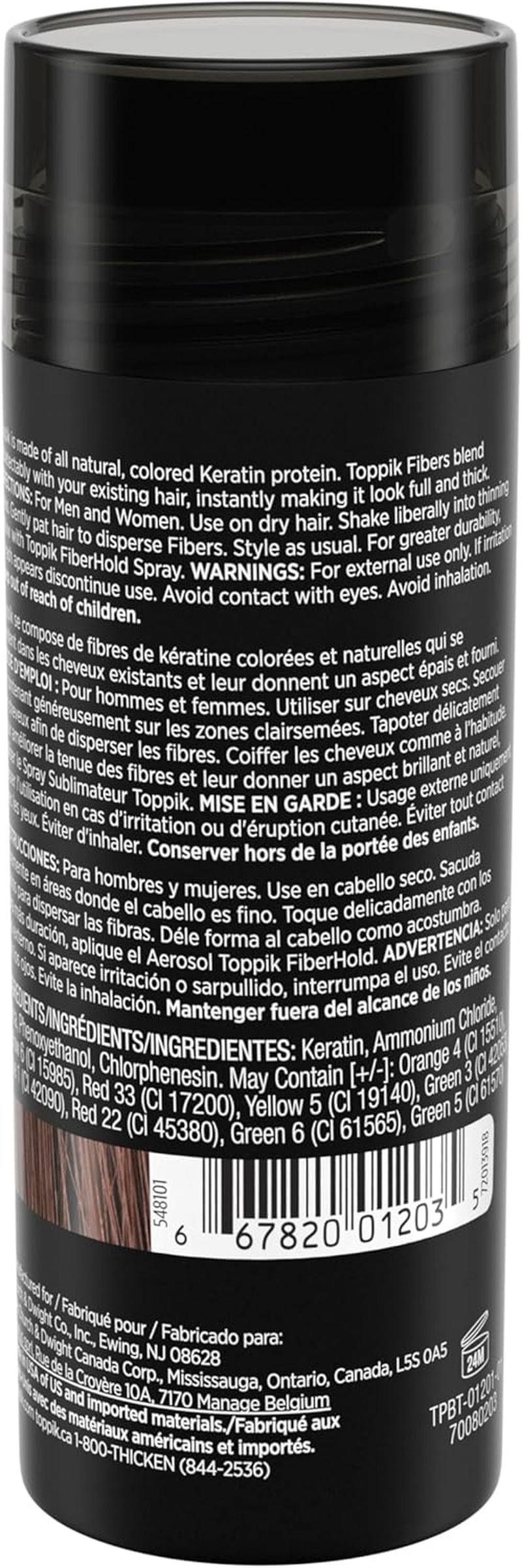 Hair Building Fibres Powder, Medium Brown, 27.5G Bottle - for a Thicker-Looking Hairline, Crown and Beard, Instant Thinning Concealer for Men and Women