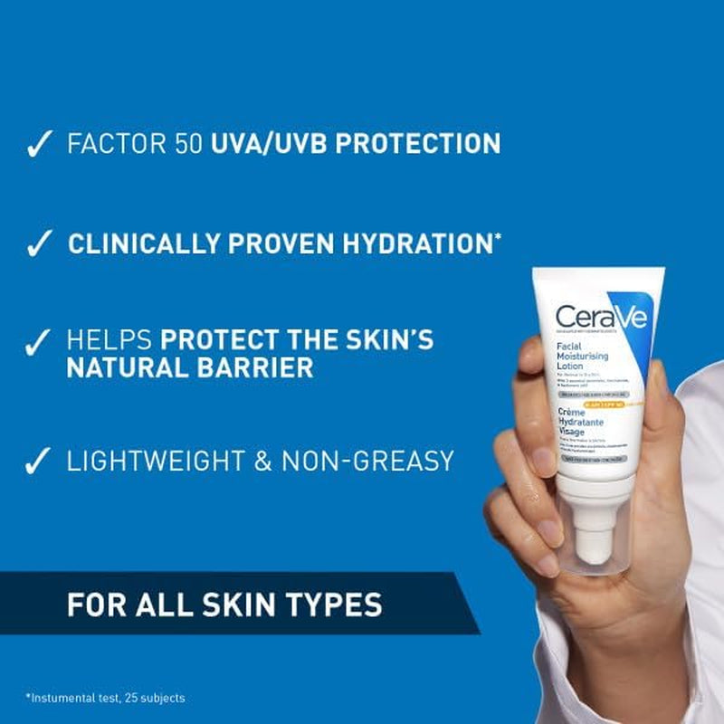Cerave AM Facial Moisturising Lotion Normal to Dry Skin 52Ml with UV Protection and 3 Essential Ceramides