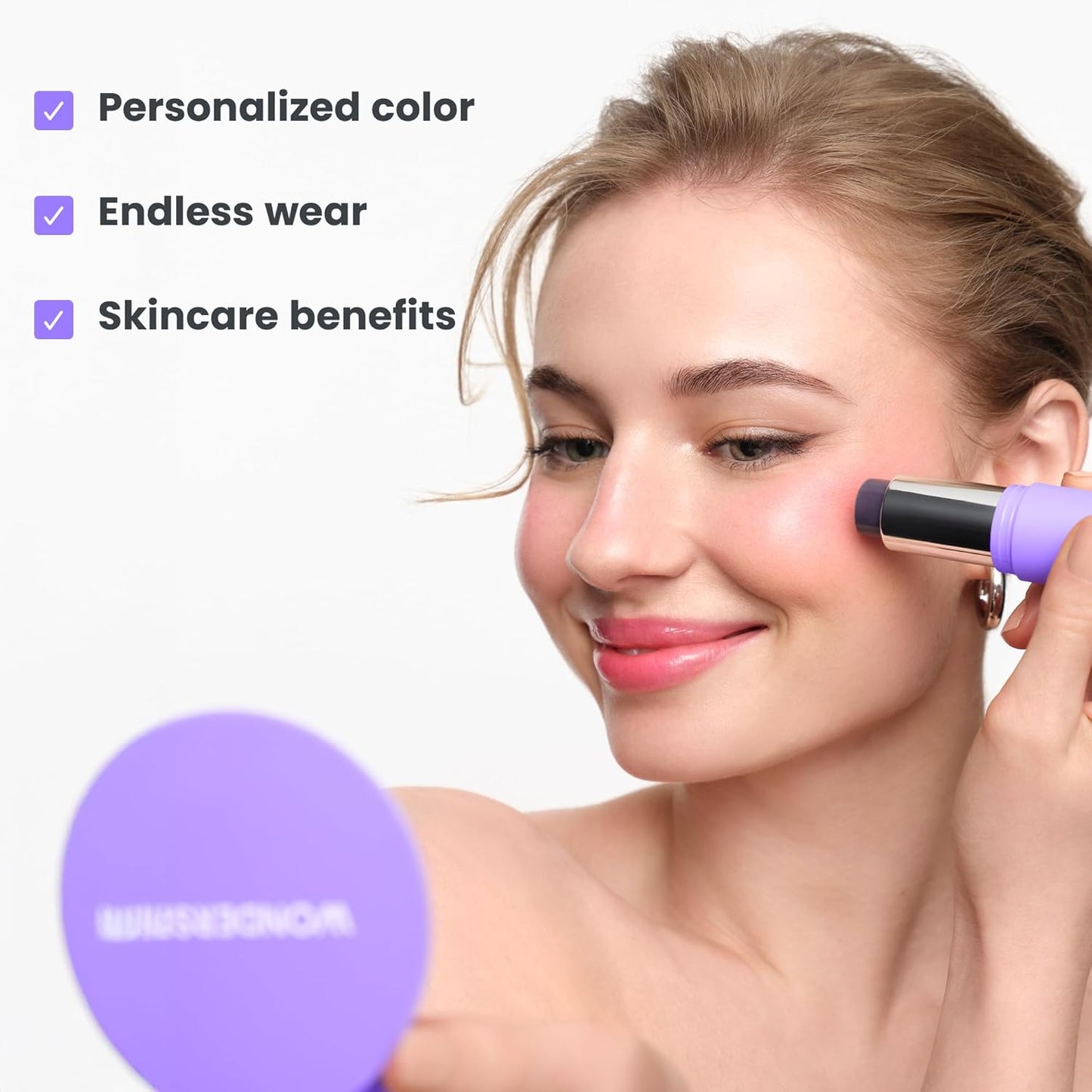 Cream Blush Stick Ph-Activated - Phlush Stick Multi-Use, Blush for Cheeks and Lips, Cooling Nourishing Color-Adjusting Makeup