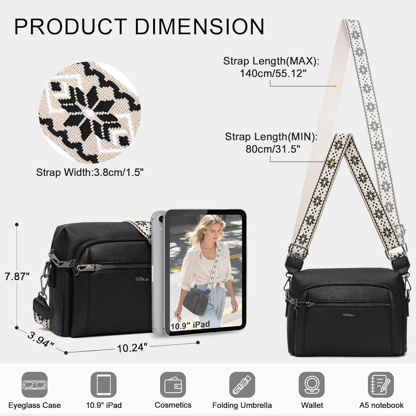Women'S Cross Body Bags, Crossbody Bags for Women with Anti-Theft Function 4 Zip Compartments Women Shoulder Handbags with Adjustable Wide Strap