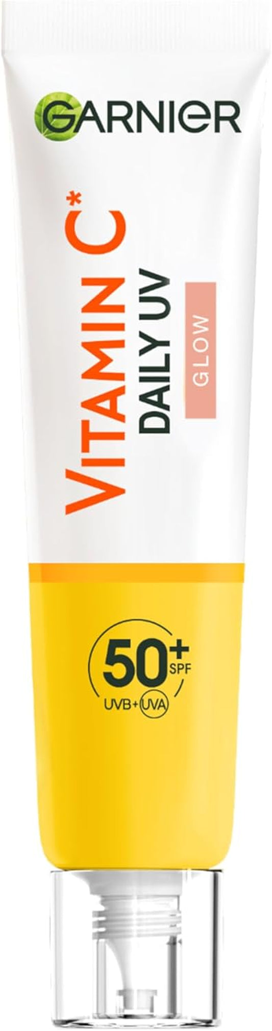 Vitamin C Daily UV Brightening Fluid Sheer Glow, SPF50+, Prevents + Corrects Sun Damages + Evens Skin Tone, Face & Neck, for All Skin Types, Cruelty-Free, Vegan, 40Ml