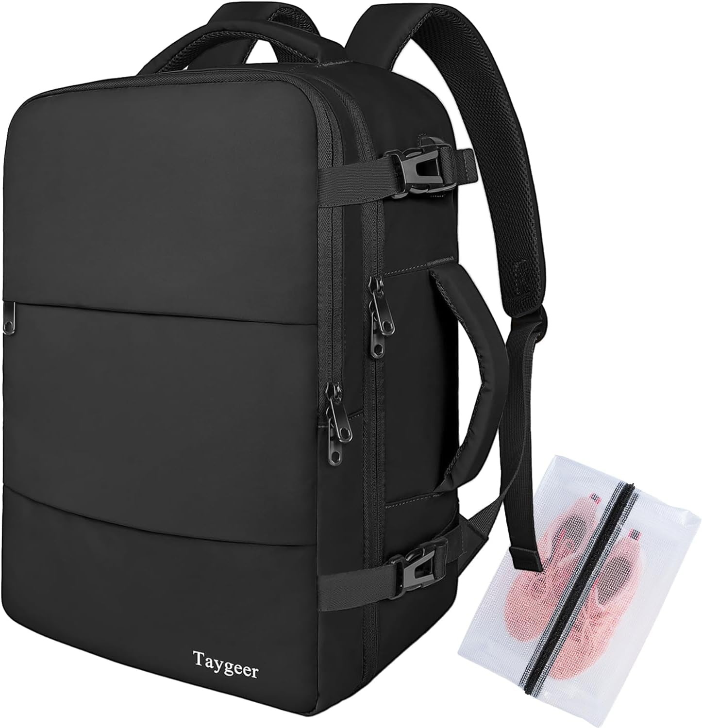 for New Ryanair Cabin Bags 40X30X20 Underseat, Travel Backpack Cabin Size, Rucksack for Plane Hand Luggage Backpack for Travelling, Ryan Air Cabin Bag 40X30X20 with Separate Shoe Pouch, Black