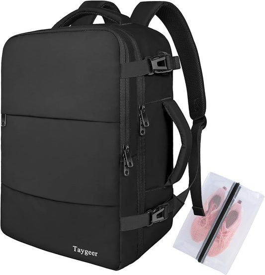 for New Ryanair Cabin Bags 40X30X20 Underseat, Travel Backpack Cabin Size, Rucksack for Plane Hand Luggage Backpack for Travelling, Ryan Air Cabin Bag 40X30X20 with Separate Shoe Pouch, Black