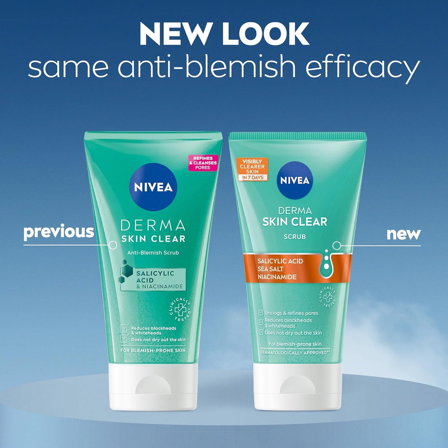Derma Skin Clear Scrub (150Ml), Exfoliating Face Scrub, Salicylic Acid Face Wash Enriched with Niacinamide to Unclog Pores and Refine Textures, for Blemish-Prone Skin