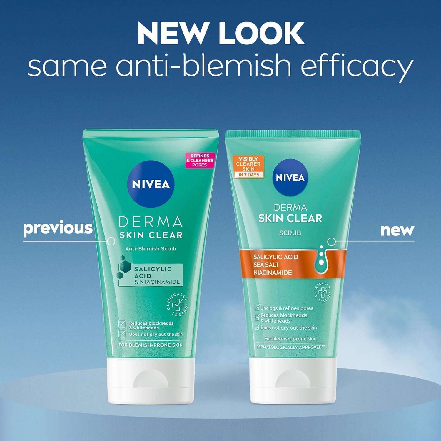 Derma Skin Clear Scrub (150Ml), Exfoliating Face Scrub, Salicylic Acid Face Wash Enriched with Niacinamide to Unclog Pores and Refine Textures, for Blemish-Prone Skin