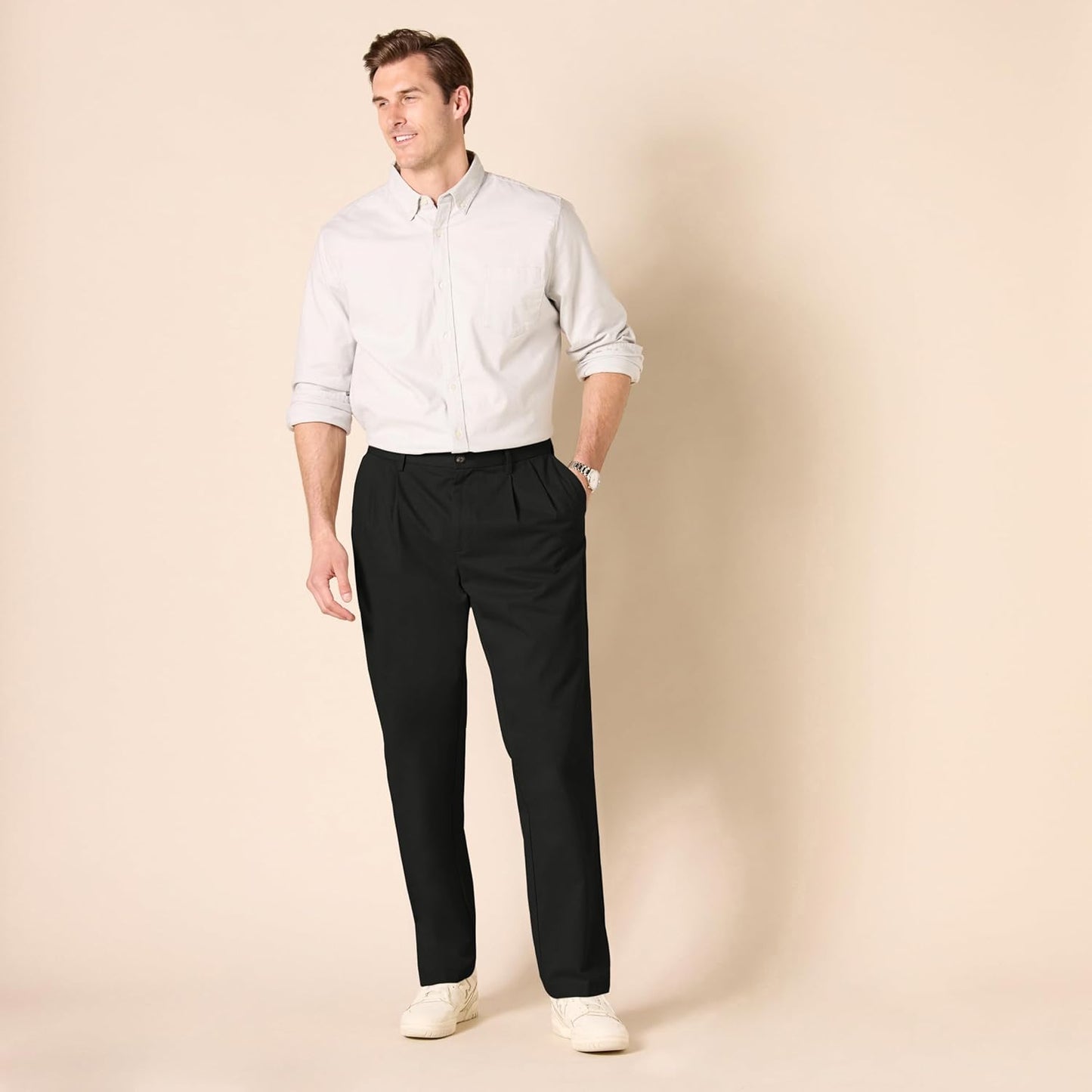 Men'S Classic-Fit Wrinkle-Resistant Pleated Chino Trousers (Available in Big & Tall)
