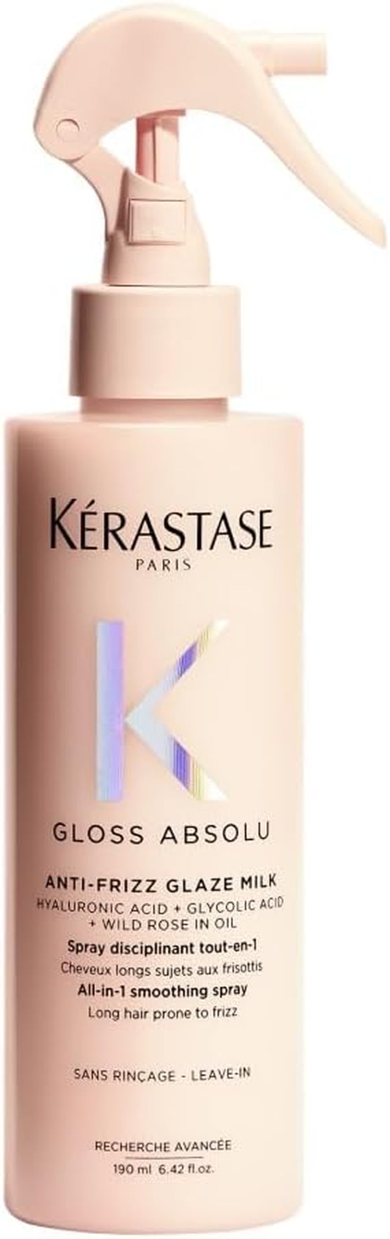 Kérastase Gloss Absolu Hair Treatment Spray, Heat Protection for All Hair Types, with Glycolic Acid, Hyaluronic Acid & Wild Rose 190Ml