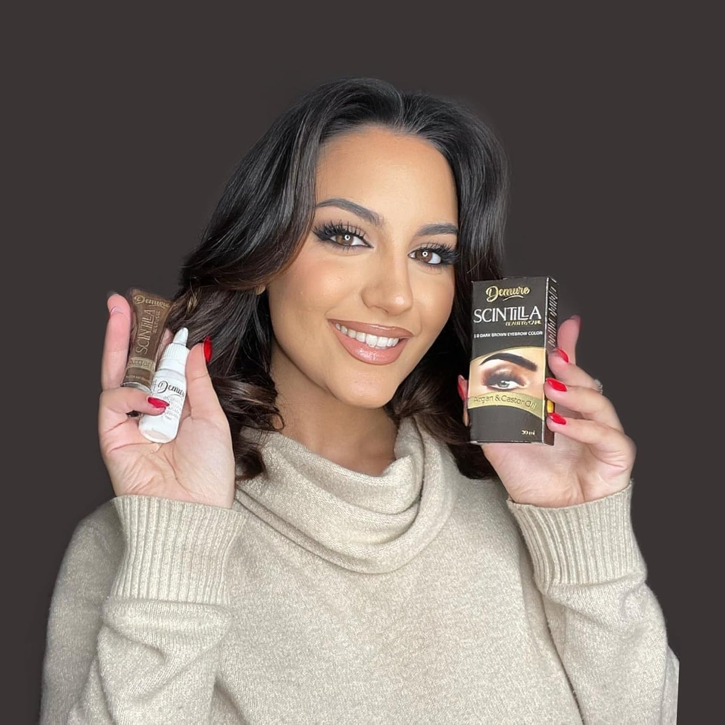 Eyebrow Tint Set with Developer, 20+ Applications, up to 4 Weeks Lasting Effect, Brow Dye Kit with Argan and Castor Oil, All in One Tinting Set (3.0 Dark Brown)