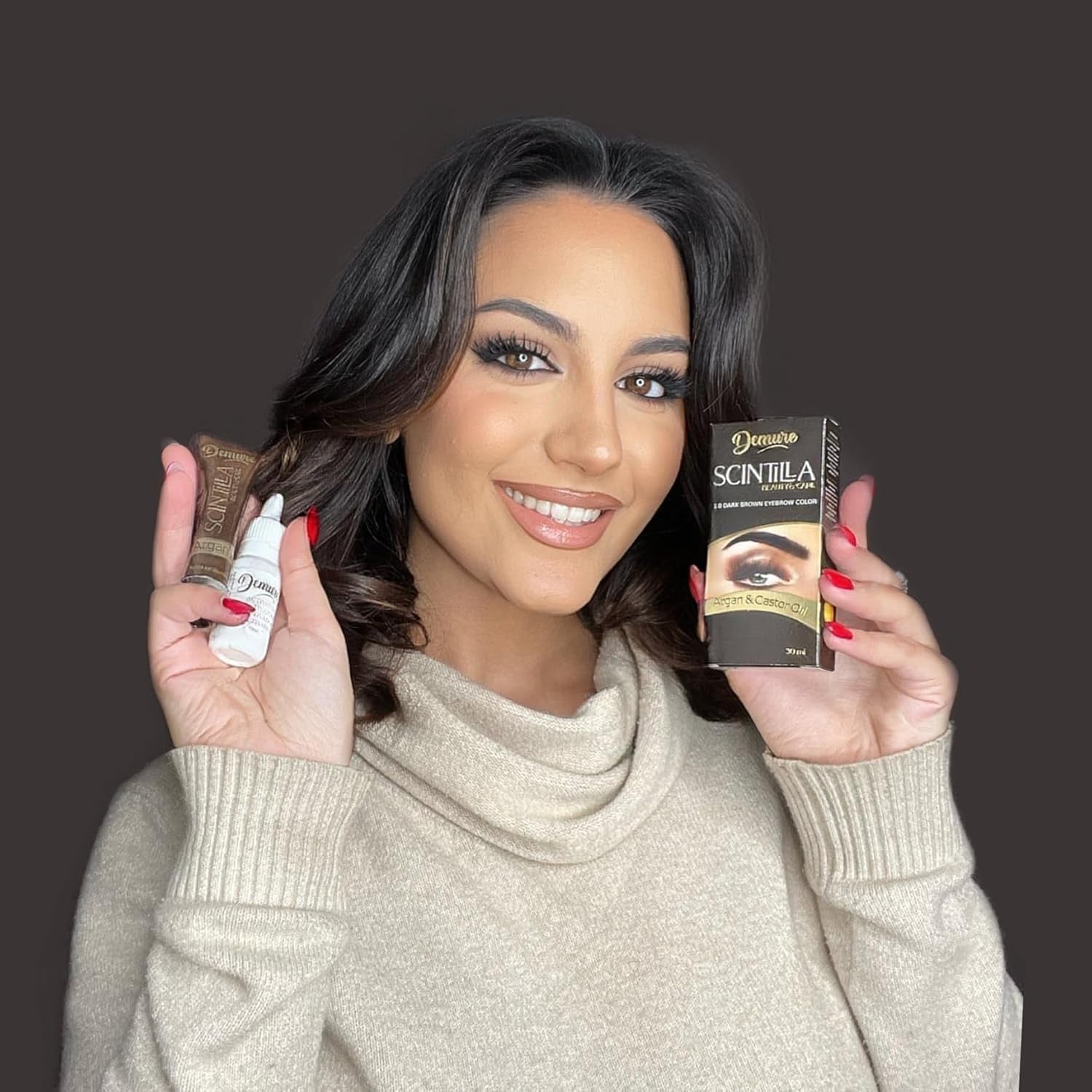 Eyebrow Tint Set with Developer, 20+ Applications, up to 4 Weeks Lasting Effect, Brow Dye Kit with Argan and Castor Oil, All in One Tinting Set (3.0 Dark Brown)