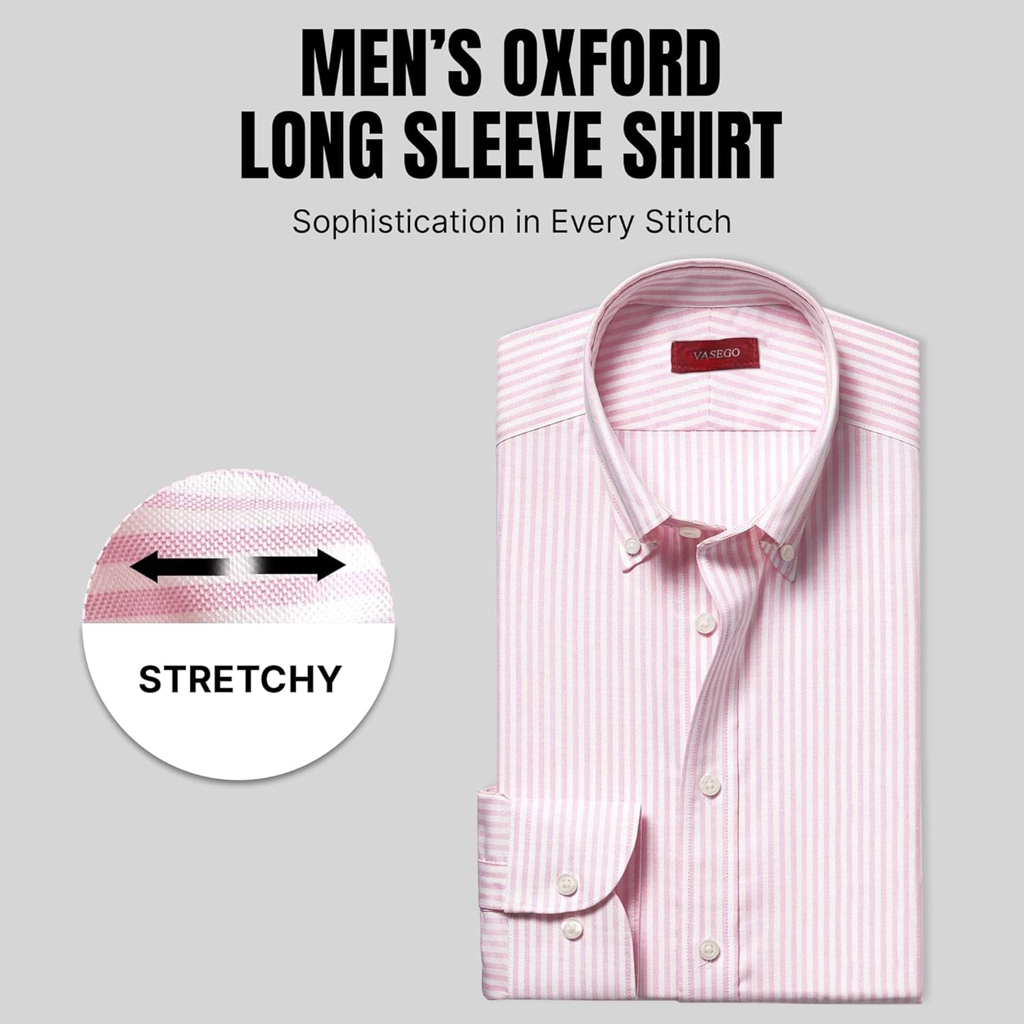 Regular Fit Long Sleeve Button down Collar Oxford Shirt for Men