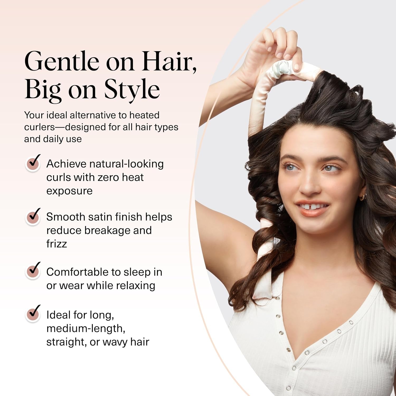 Satin Heatless Curlers Set – Heatless Curls Overnight with 34" Hair Curler & 2 Satin Scrunchies – Comfortable Hair Curlers to Sleep in for Frizz-Free, No Heat Damage Styling - Sunset Tie Dye