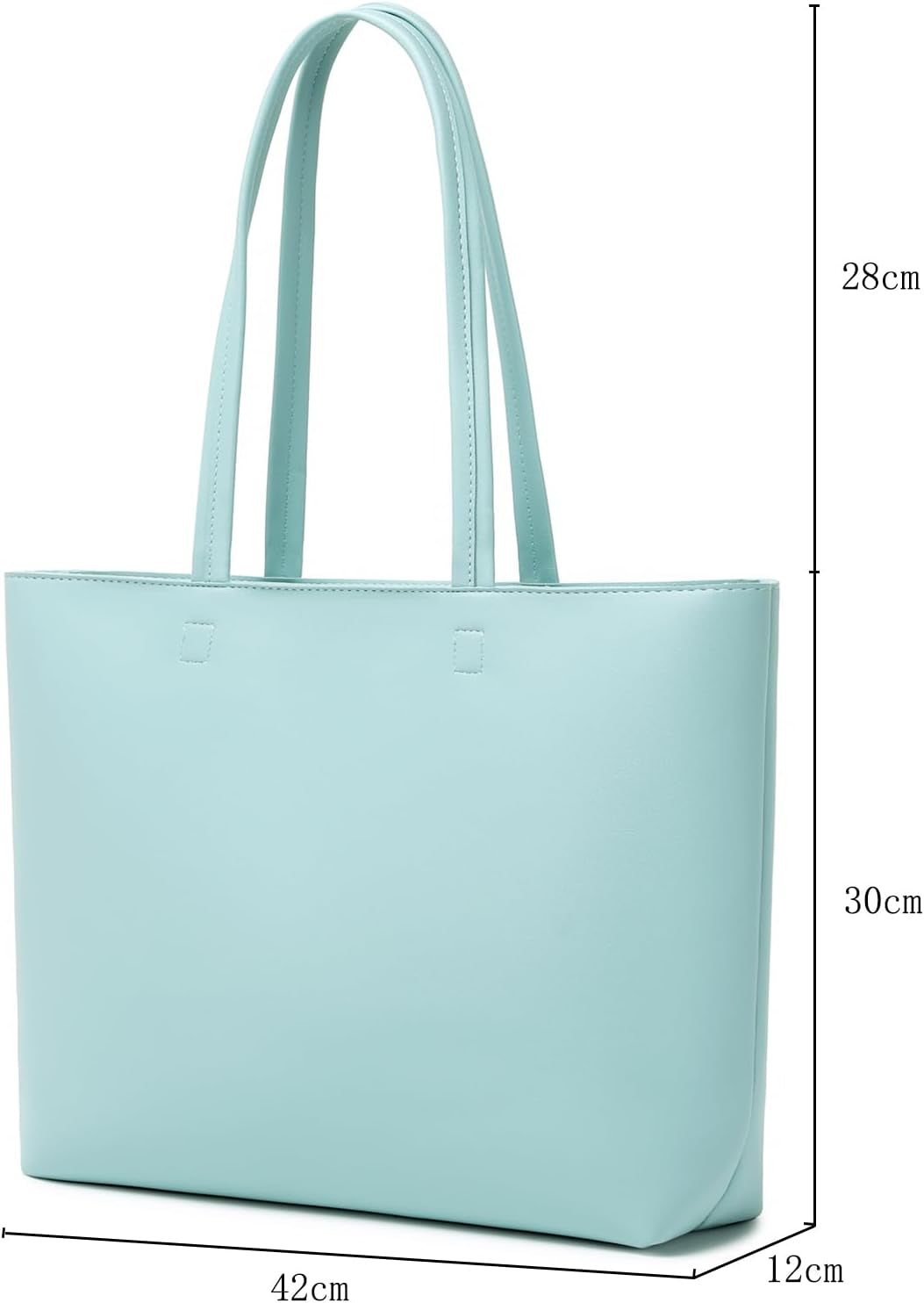 Ladies Tote Bags Simple PU Leather Handbags Work School Shopping Bags for Women with Zip and Inner Pocket
