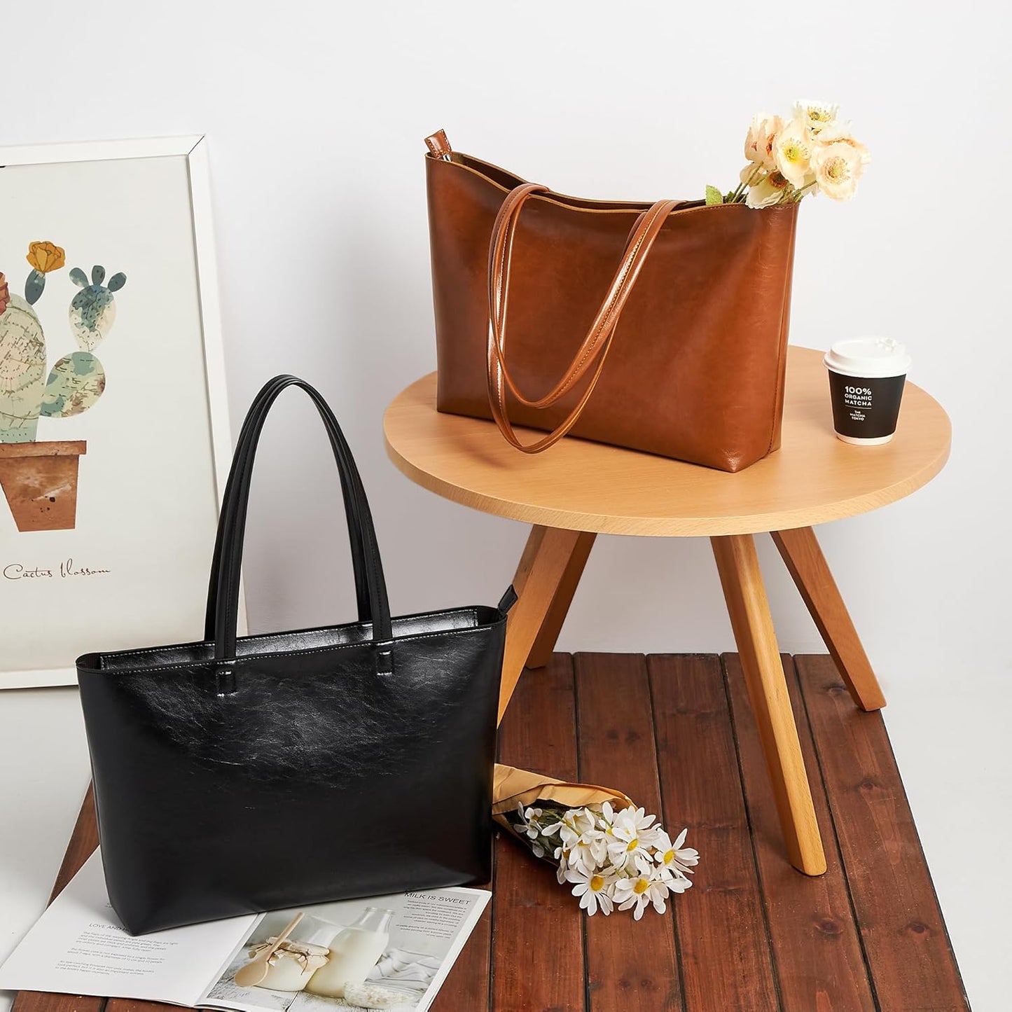 Tote Bag Handbags for Women Large Shoulder Bag with Zipper Waterproof PU Women'S Totes Ladies Bag for Work School Travel Daily Use