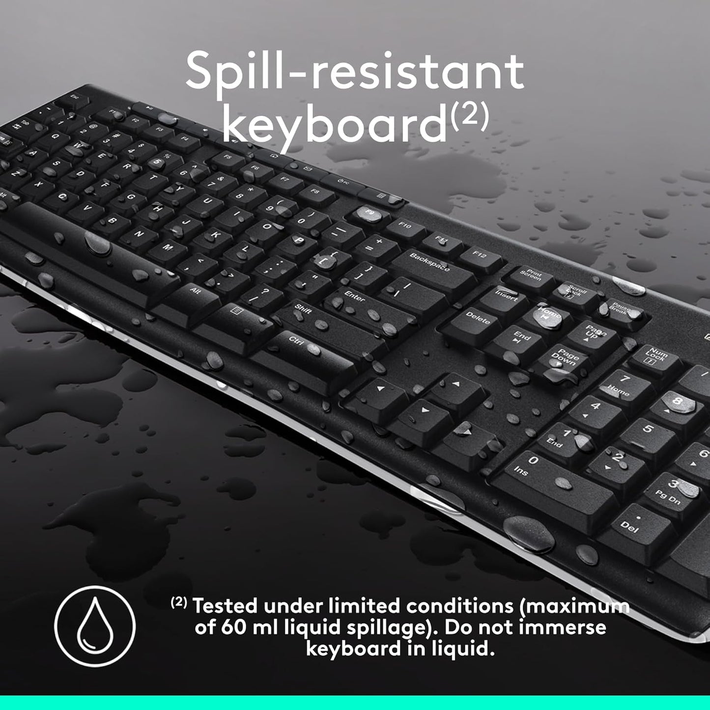 MK270 Wireless Keyboard and Mouse Combo for Windows, 2.4 Ghz Wireless, Compact Mouse, 8 Multimedia and Shortcut Keys, 2-Year Battery Life, for PC, Laptop, QWERTY UK English Layout - Black
