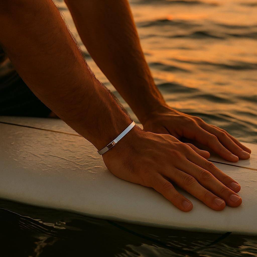Men'S Minimalist Titanium Cuff Bracelet | Versatile Unisize Waterproof | Design-Led Artisan Jewellery, from London | Ravick