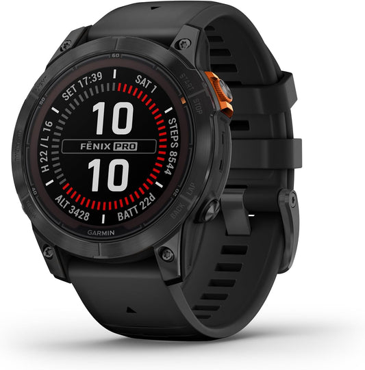 Fēnix 7 PRO SOLAR, 47Mm GPS Smartwatch, Multisport, SOLAR Charging, Advanced Health & Training Features, Touchscreen & Buttons, up to 22 Days Battery Life, Graphite
