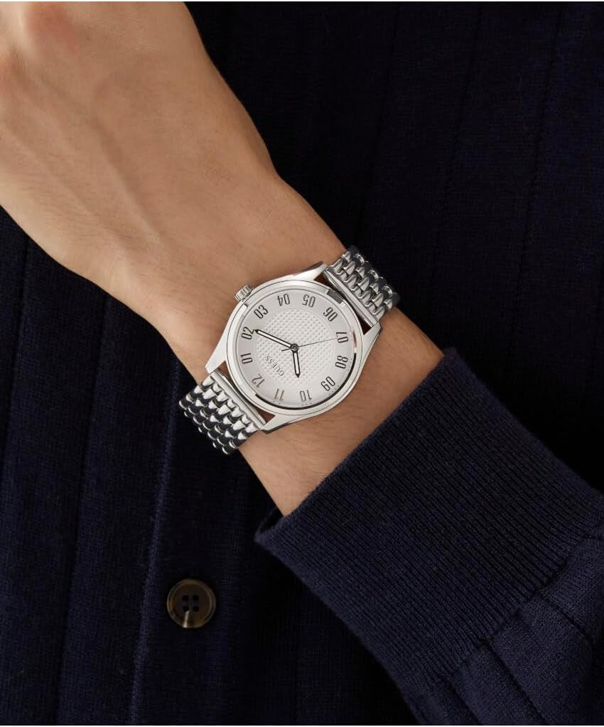 Tate  Men'S Quartz Analogue Stainless Steel Watch 42 Mm Stainless Steel Bracelet Silver 5 Bar Dial Colour Silver Luminous Hands