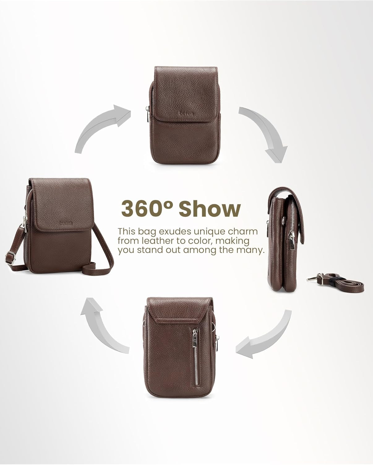 Genuine Leather Crossbody Bags for Women Small Phone Bag with RFID Blocking Multi-Functional Mobile Phone Bag with Adjustable Strap Christmas Gifts for Women