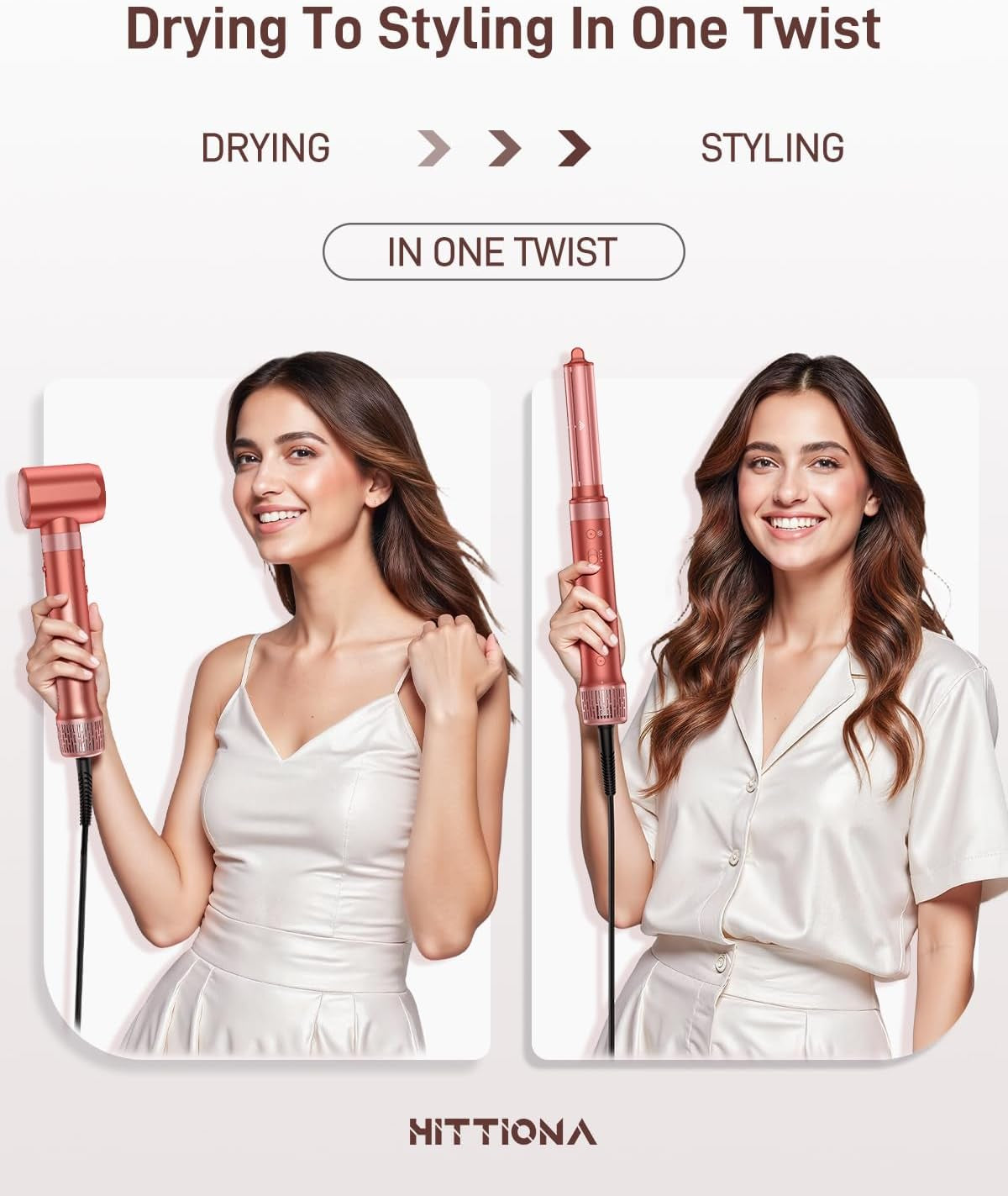 6 in 1 Air Styler, Hair Dryer Brush & Curling Wand, Fast Drying, Automatic Curler, No Heat Damage, Straightening & Volumising with Storage Bag, Perfect as a Gift
