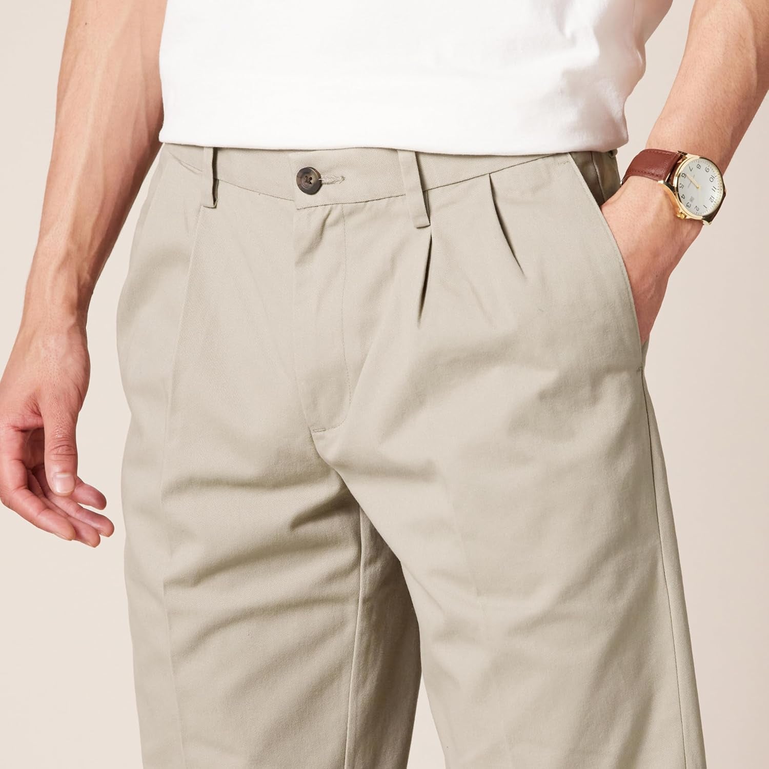 Men'S Classic-Fit Wrinkle-Resistant Pleated Chino Trousers (Available in Big & Tall)