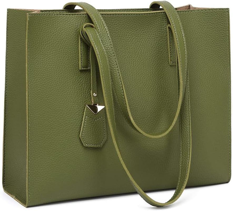 Women'S Tote Bag Large Handbag Soft Leather Simple Shoulder Bag with Zipper for School Work Leisure (A-Green)