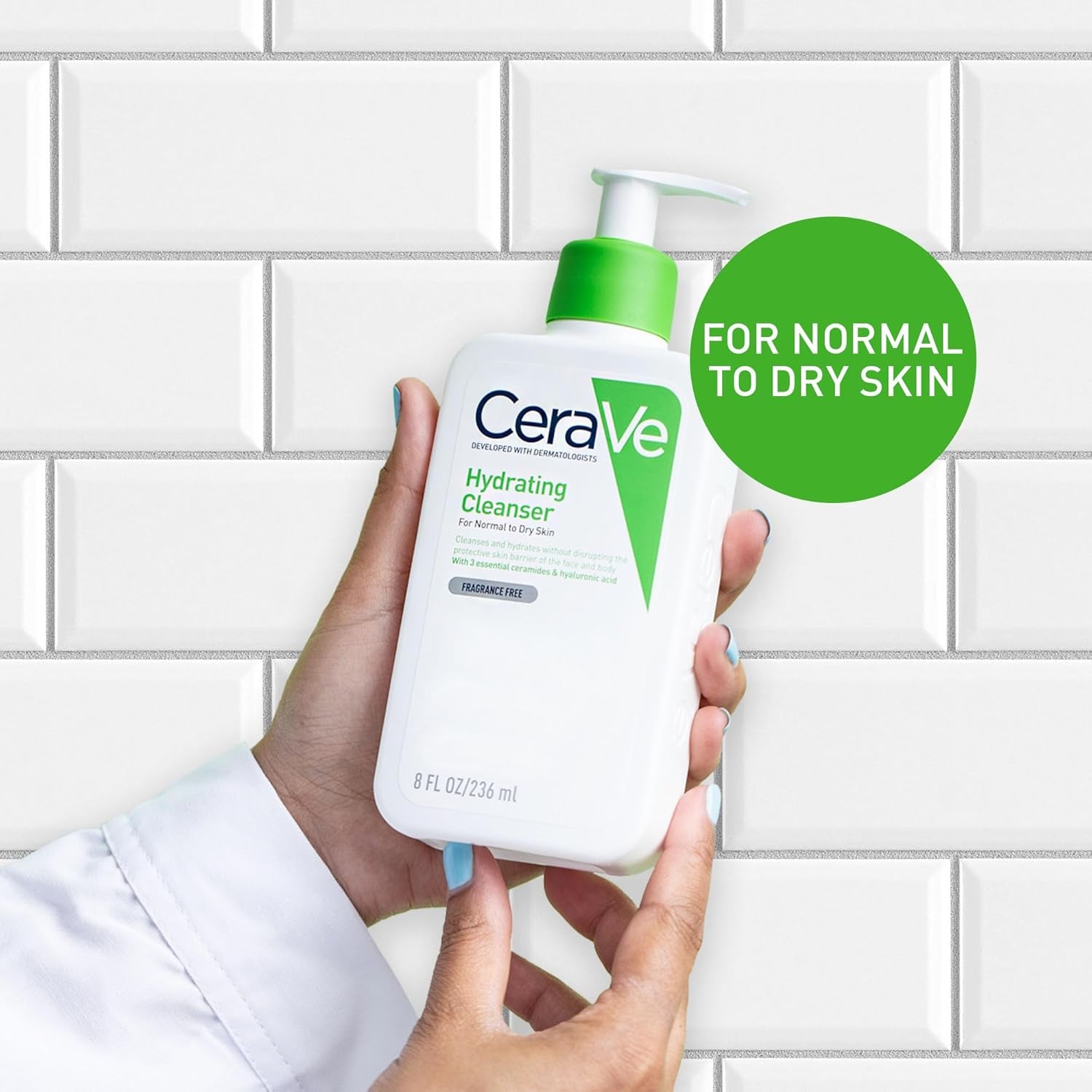 Hydrating Cleanser for Normal to Dry Skin 236 Ml with Hyaluronic Acid and 3 Essential Ceramides