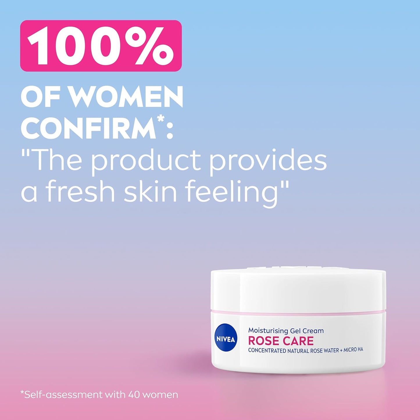 Rose Care Moisturising Gel Cream (50 Ml), Hydrating Gel Face Cream with Rose Water and Hyaluronic Acid, 72H Moisture Formula, Moisturiser for Soft and Radiant Skin