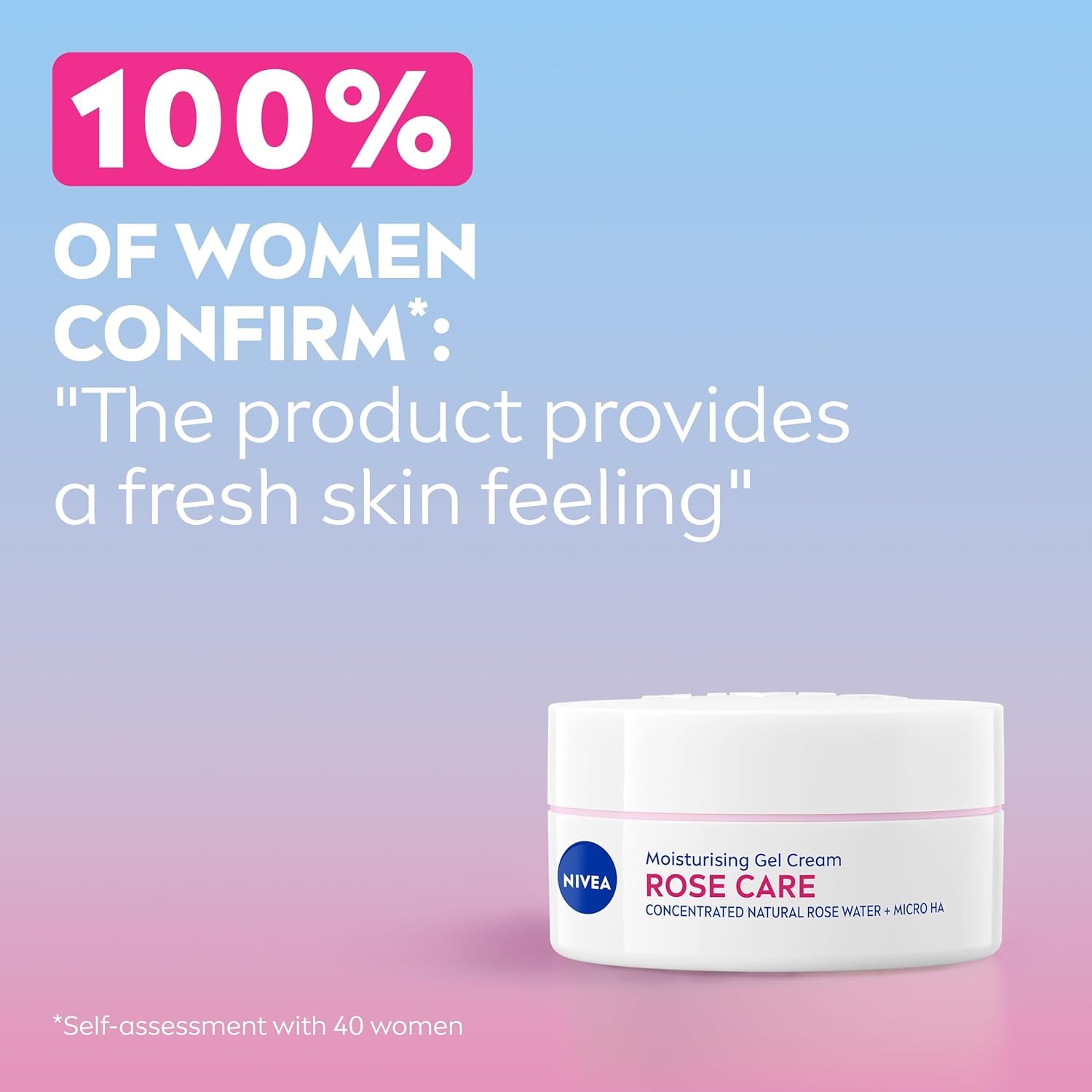Rose Care Moisturising Gel Cream (50 Ml), Hydrating Gel Face Cream with Rose Water and Hyaluronic Acid, 72H Moisture Formula, Moisturiser for Soft and Radiant Skin