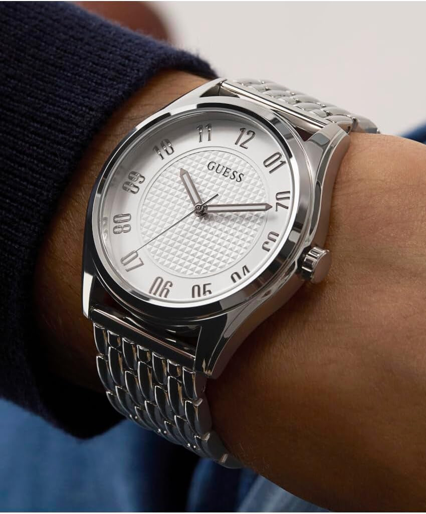 Tate  Men'S Quartz Analogue Stainless Steel Watch 42 Mm Stainless Steel Bracelet Silver 5 Bar Dial Colour Silver Luminous Hands