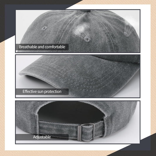 3 Pack Baseball Caps Adjustable Washed Vintage Hat Cotton Distressed Base Ball Caps for Men Women Outdoor Golf Tennis Shopping