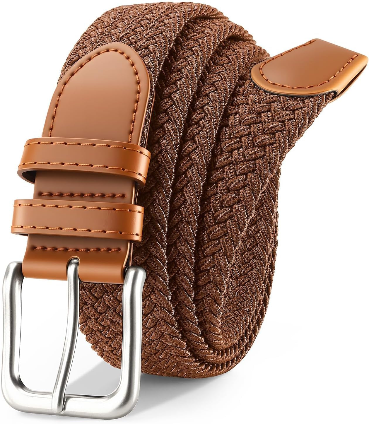 Mens Belt Elastic Belts for Men Stretch Braided Fabric Belts Casual Black Woven Golf Belt for Jeans