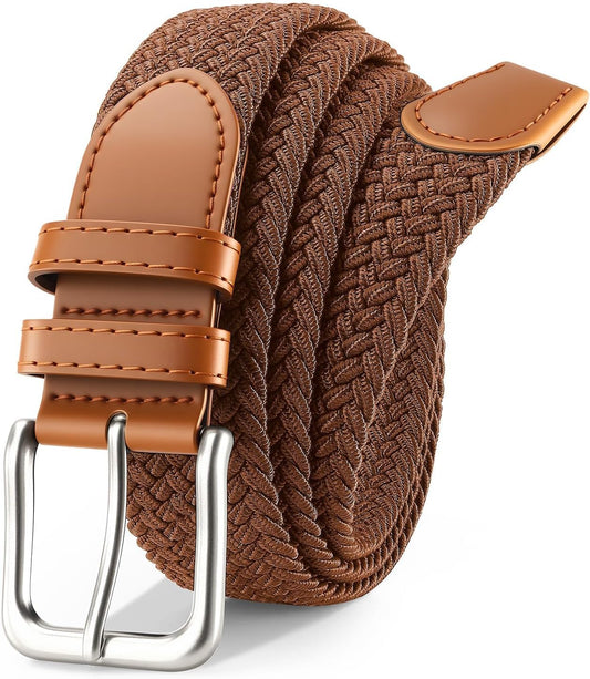 Mens Belt Elastic Belts for Men Stretch Braided Fabric Belts Casual Black Woven Golf Belt for Jeans