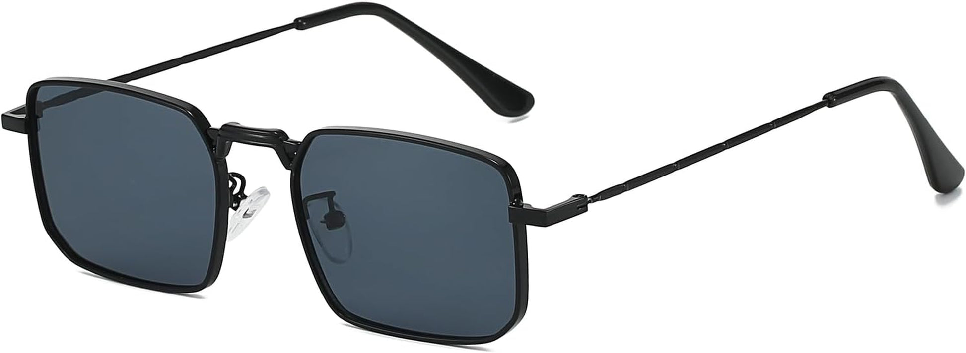 Rectangle Sunglasses Metal Frame for Men Women Retro Square Sunglasses Tinted Lens 90S Vintage Shades UV400 Protection