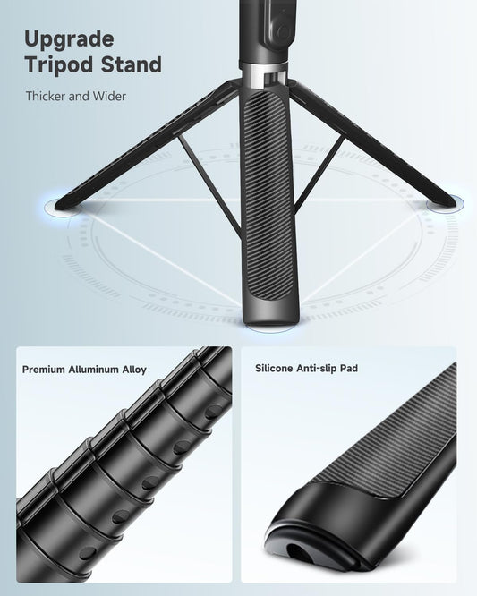 Phone Tripod & Selfie Stick, 180Cm Aluminum All in One Extendable Tripod for Smartphone, Portable Travel Phone Stand for Filming, with Wireless Remote for Iphone/Samsung/Android/Camera