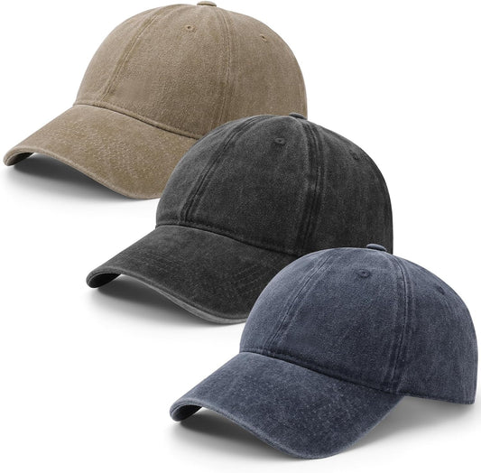 3 Pack Baseball Caps Adjustable Washed Vintage Hat Cotton Distressed Base Ball Caps for Men Women Outdoor Golf Tennis Shopping