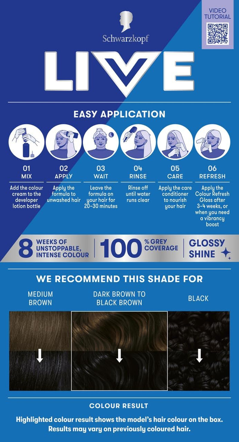Schwarzkopf  Intense Colour 099 Deep Black, Long-Lasting Permanent Black Hair Dye, with Extra Colour Refresh Gloss