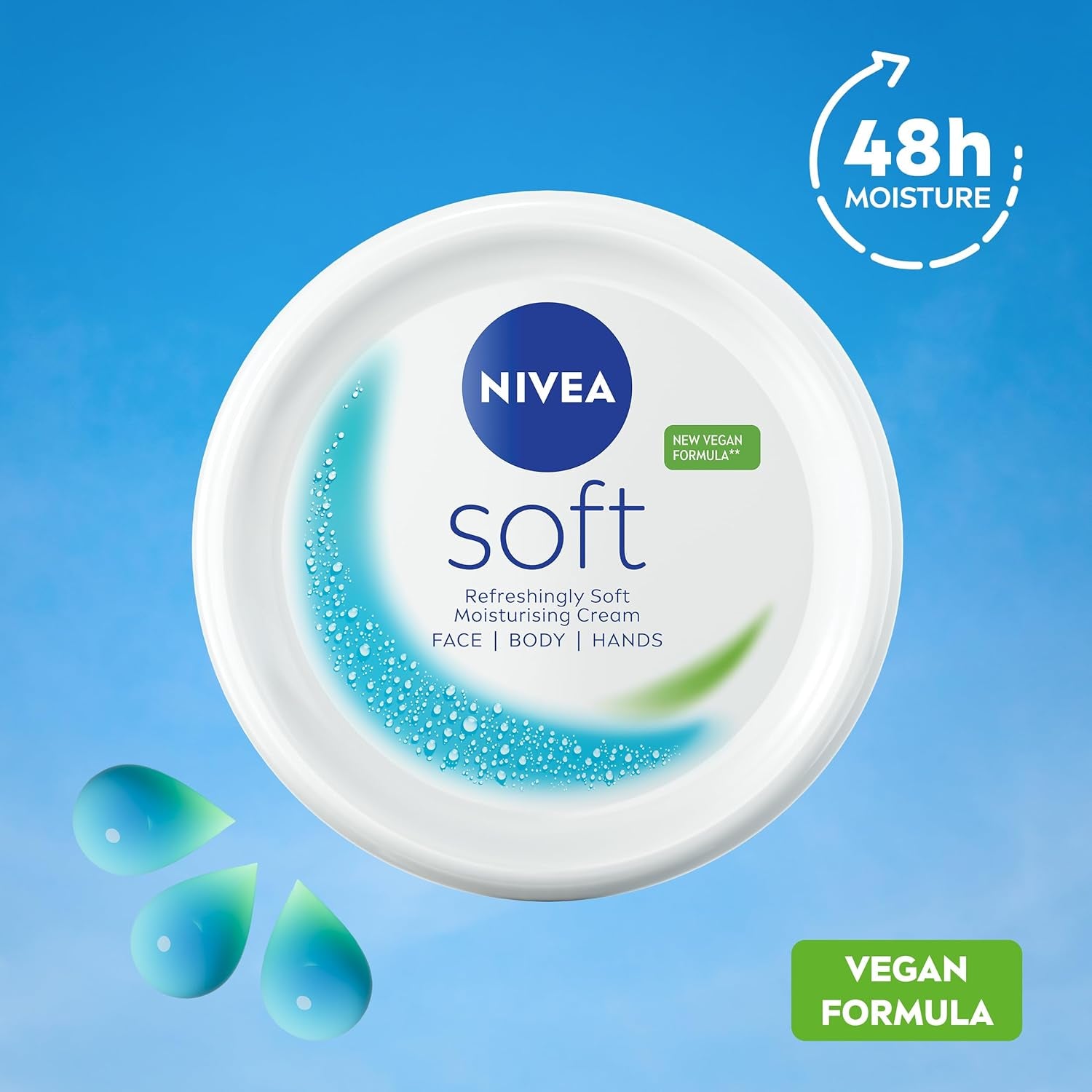 Soft Moisturising Cream (500Ml), 48H Face Moisturiser for Face, Body and Hands with Vitamin E and Jojoba Oil, Hand Lotion Moisturises Deeply, Vegan Formula Day Cream