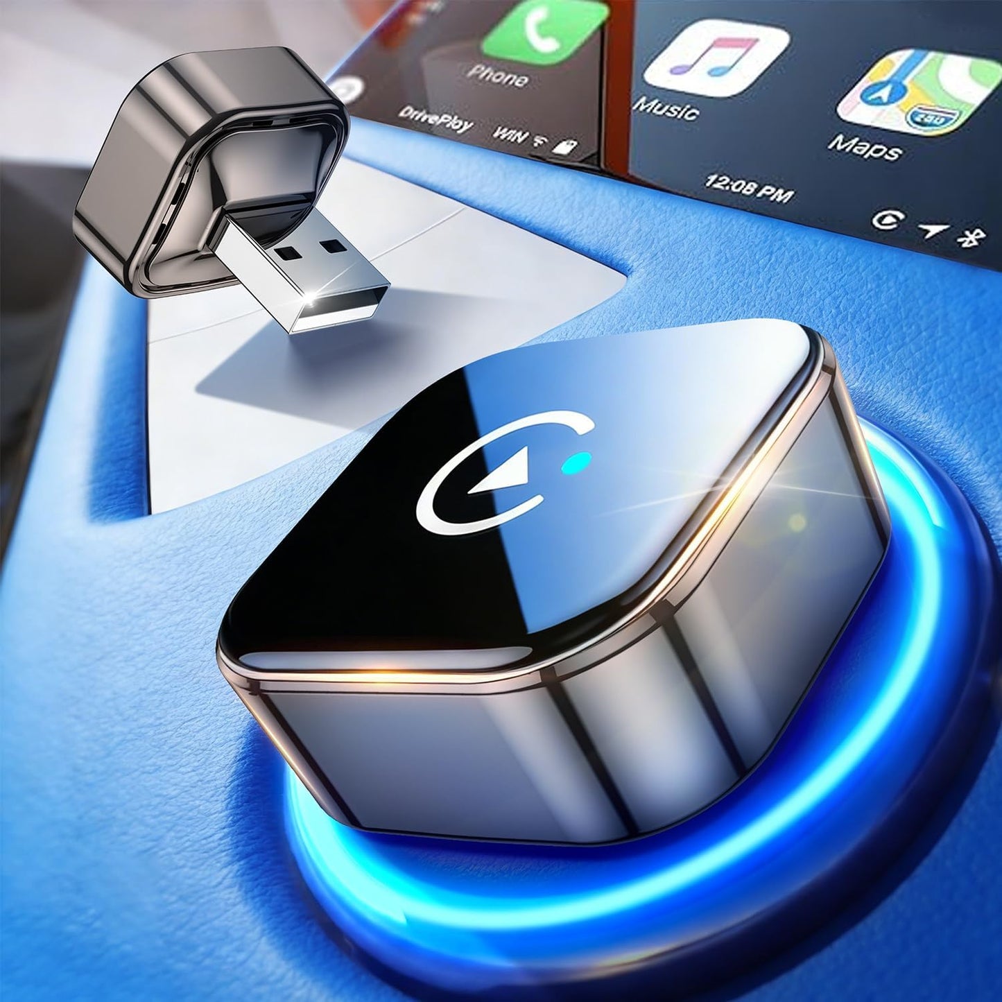 2026 Upgraded Wireless Carplay Adapter UK , Convert Wired to Wireless Carplay&Android Auto,Compatible with Iphone Ios 10+ & Android 11+, Mini USB Design,Auto Connect Fast and Stable,Plug and Play