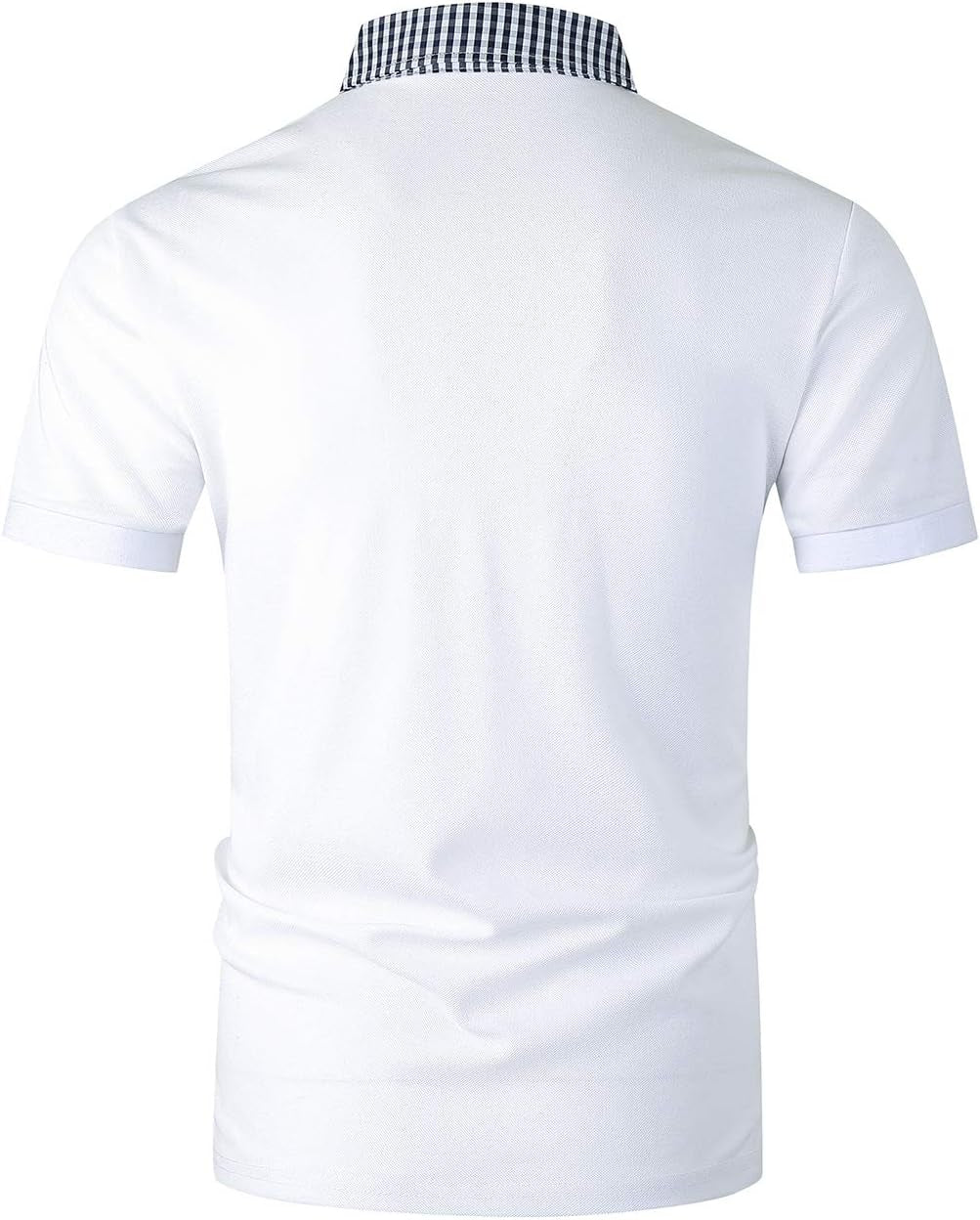 Men'S Short Sleeve Polo Shirts Classic Plaid Splice Golf Tennis T-Shirt