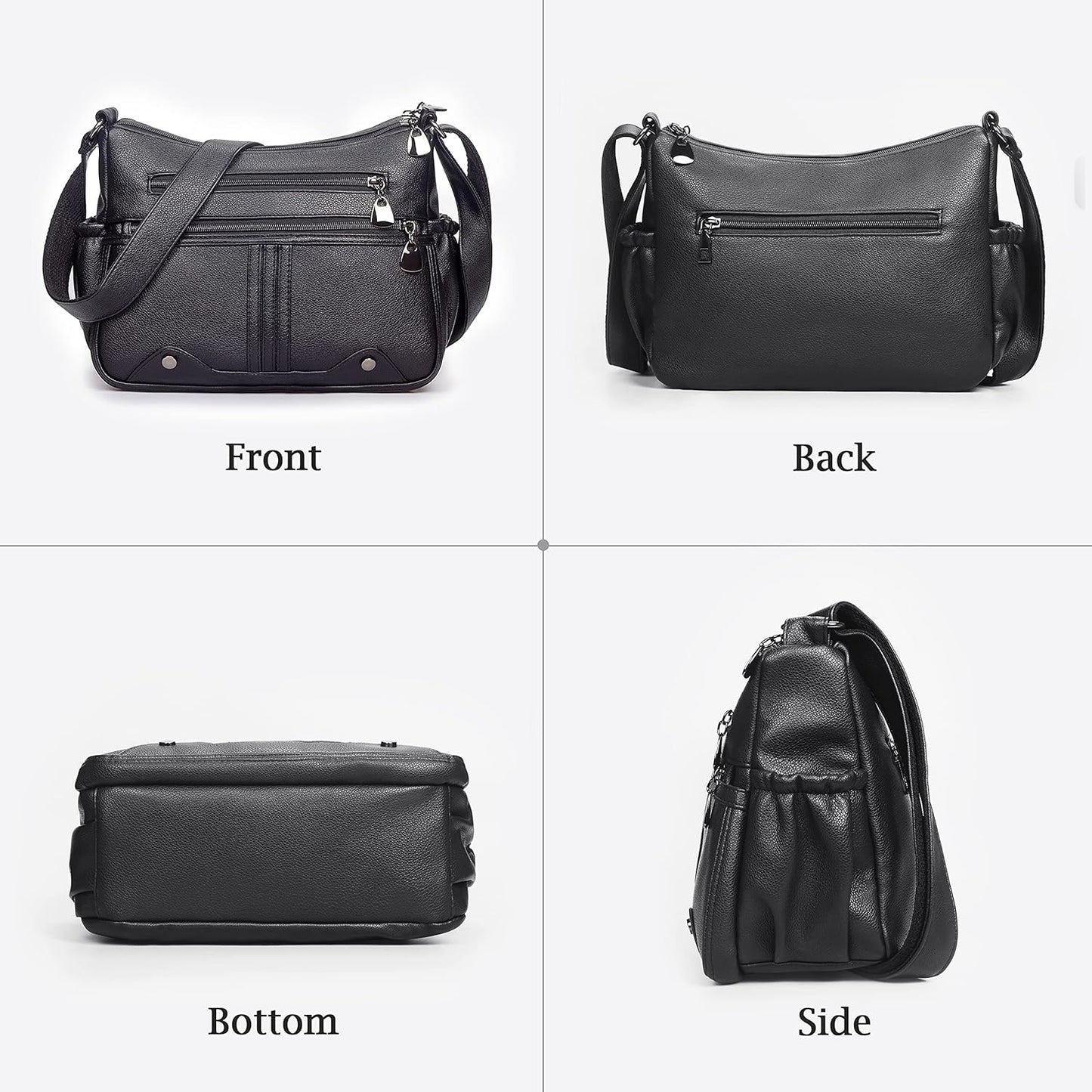 Ladies Handbags Medium Shoulder Bag for Women Crossbody Bags for Women Multi Pockets Handbag PU Leather Soft Shoulder Bag