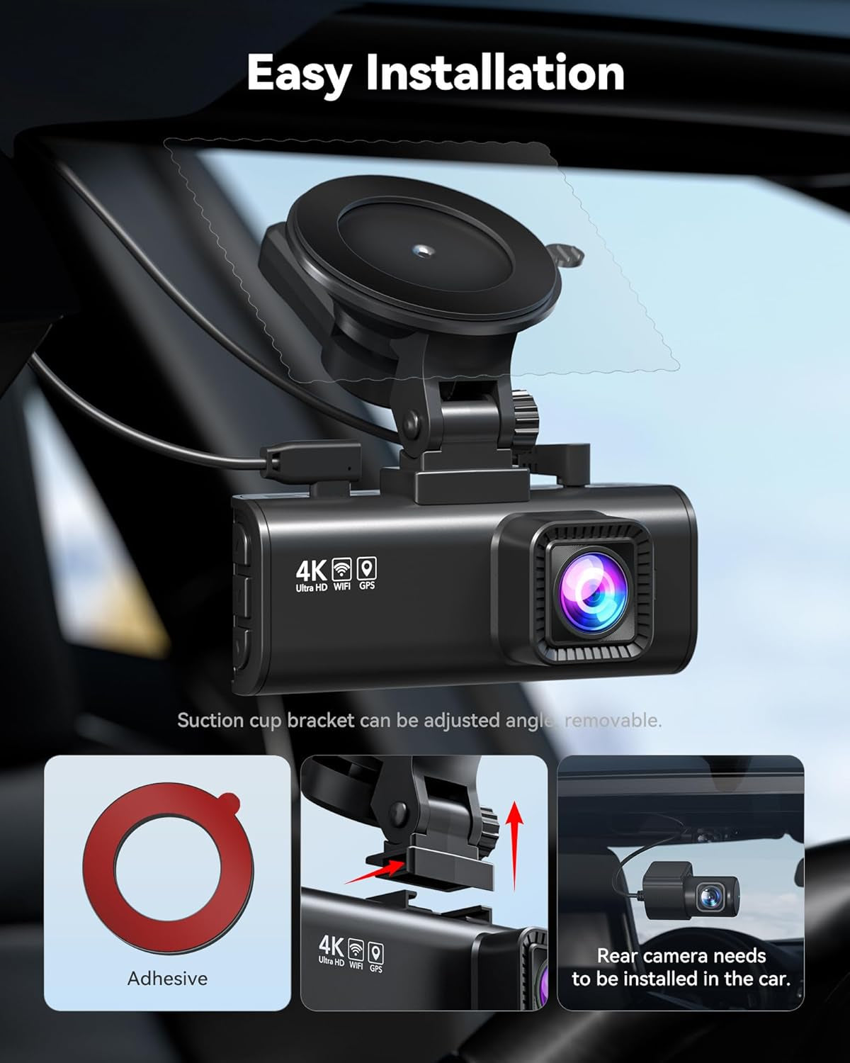 4K Dash Cam Front and Rear, Fastest 5.8Ghz Wi-Fi6 Dashcam with 128GB SD Card, STARVIS 2 Ultra Night Vision Dash Camera, 3.18” Screen, 170°Wide Angle, 24H Parking Mode, Max 512GB(F7NP)