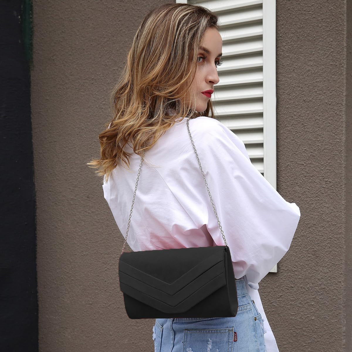 Clutch Bag for Women, Suedu Clutch Bags for Wedding Shoulder Crossbody Evening Bag