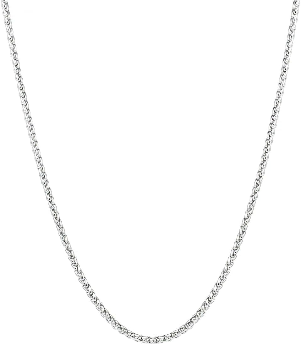 2/3Mm Silver Box/Wheat Stainless Steel Chain for Men, Fade-Proof and Durable Mens Silver Chain Neckalce Ideal Pendants Choice Jewellery Gift 18/20/22/24 Inch