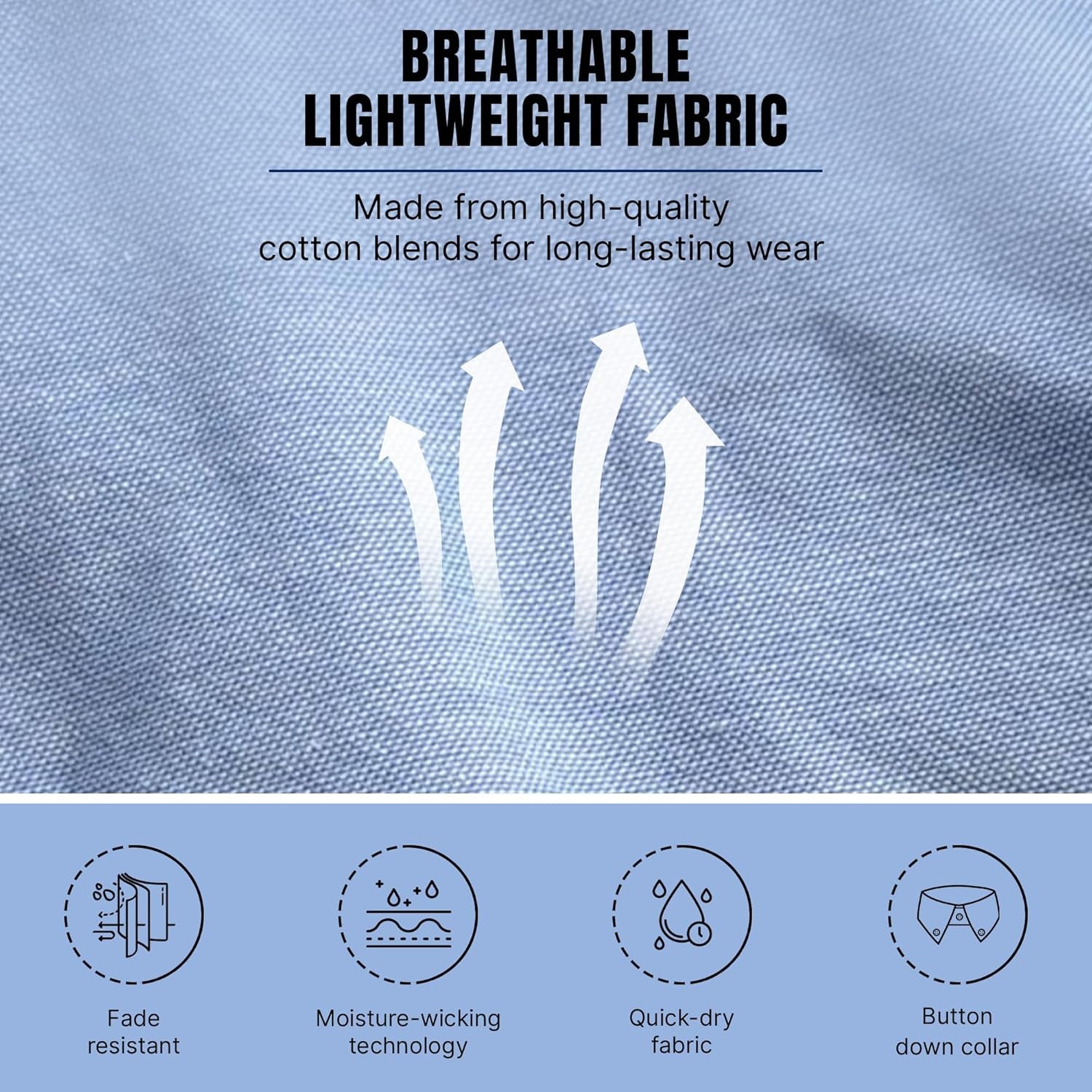 Regular Fit Long Sleeve Button down Collar Oxford Shirt for Men