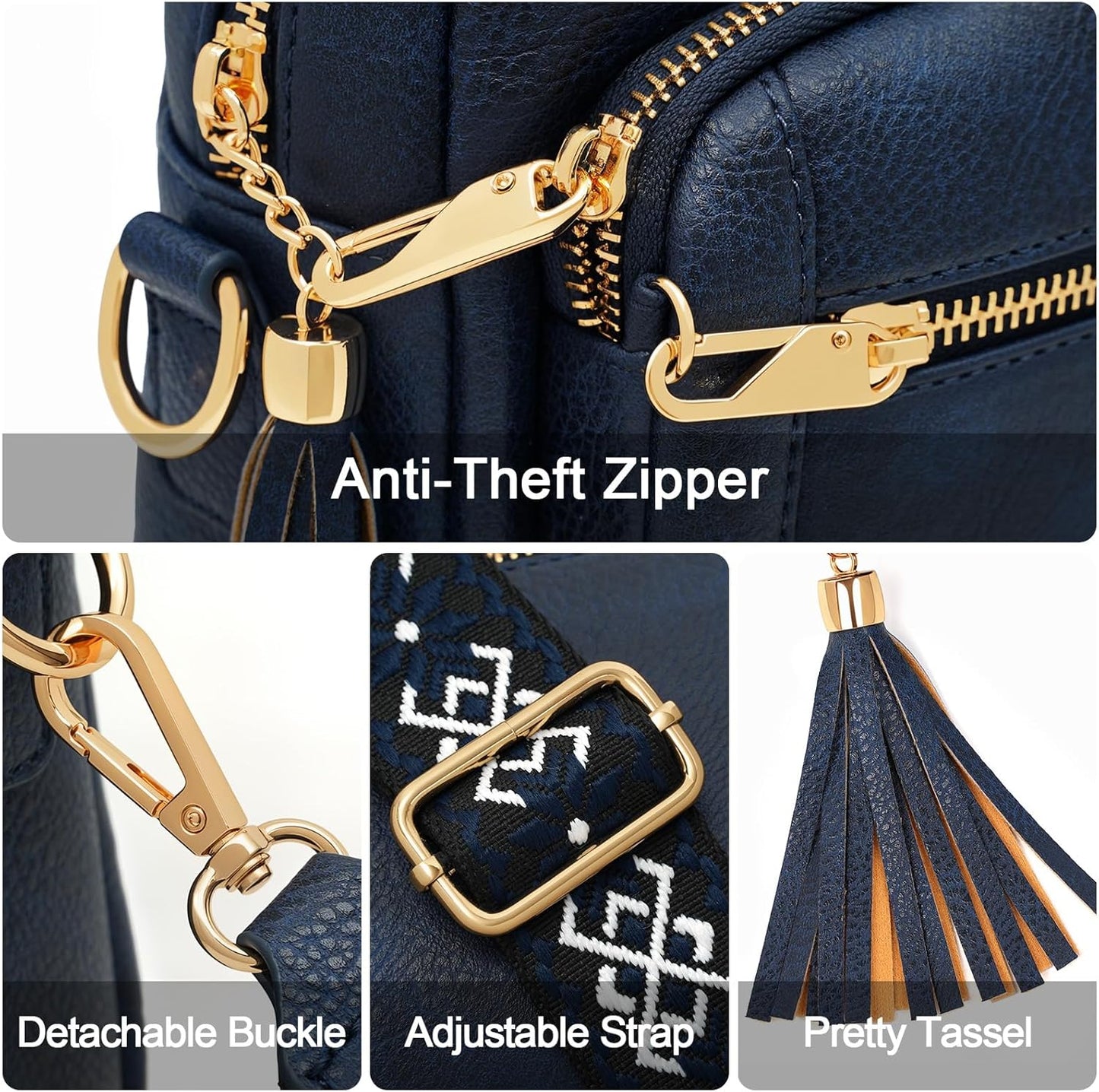 Women'S Cross Body Bags, Crossbody Bags for Women with Anti-Theft Function 4 Zip Compartments Women Shoulder Handbags with Adjustable Wide Strap