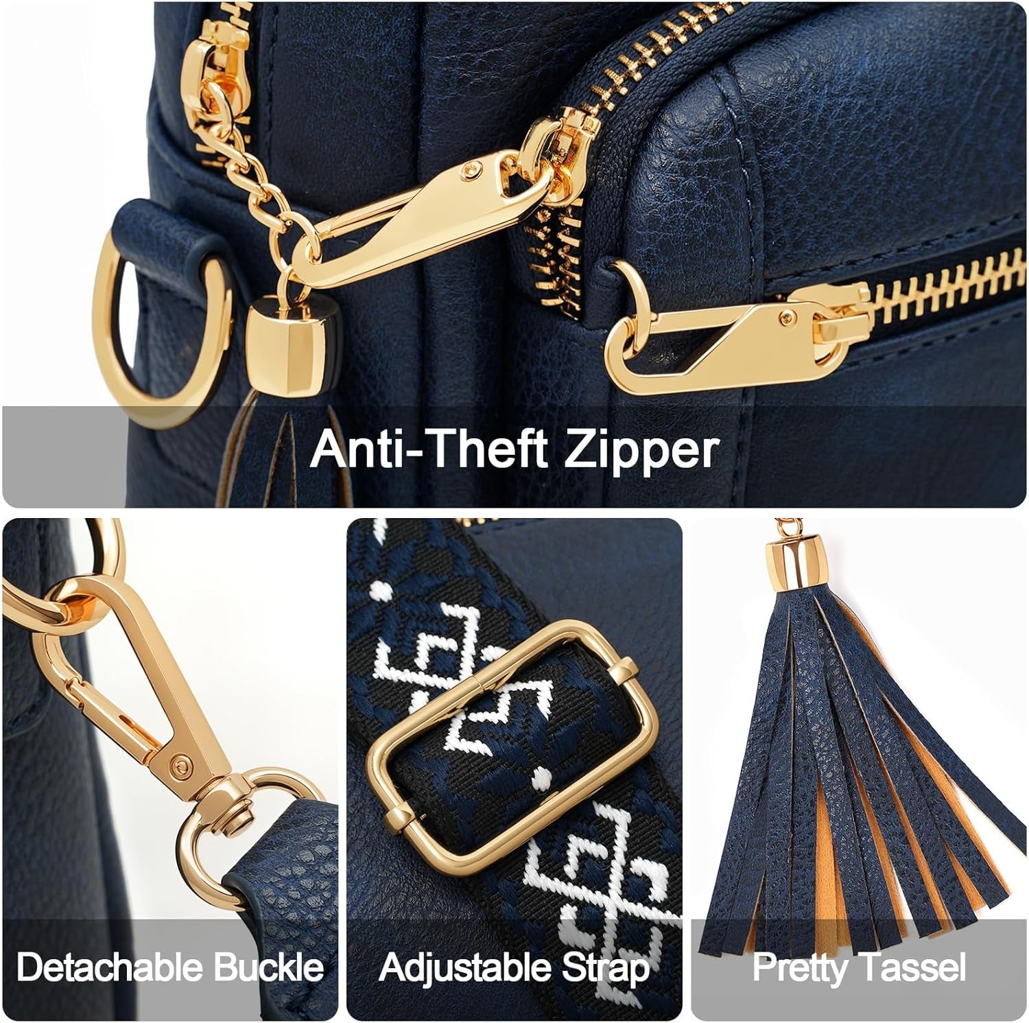 Women'S Cross Body Bags, Crossbody Bags for Women with Anti-Theft Function 4 Zip Compartments Women Shoulder Handbags with Adjustable Wide Strap