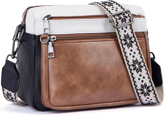 Cross Body Bag Women,Crossbody Bags for Ladies,Pu Leather Medium Shoulder Handbags Built in Wallet Adjustable Wide Shoulder Straps