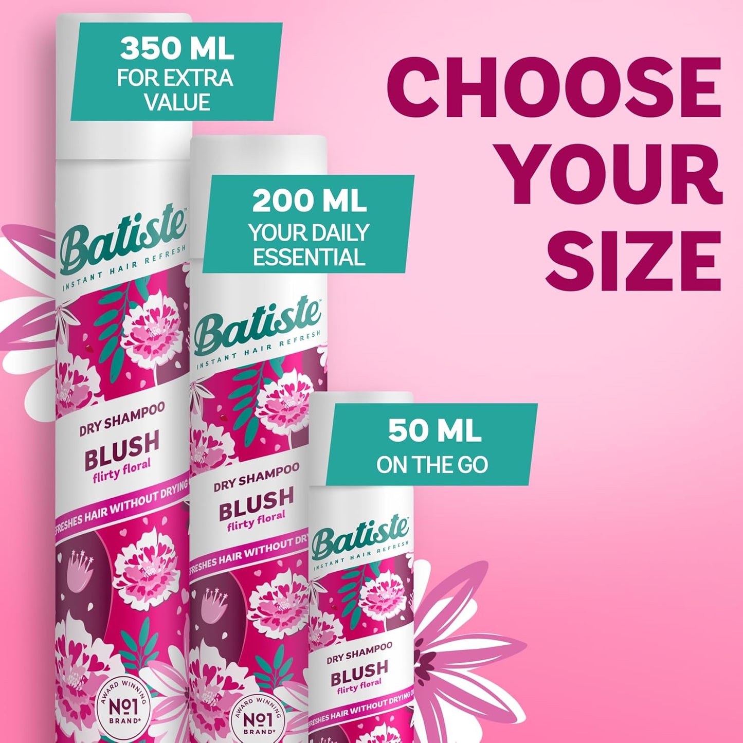Dry Shampoo in Blush 200Ml, Floral & Flirty Fragrance, No Rinse Spray to Refresh Hair in between Washes (Packing May Vary)