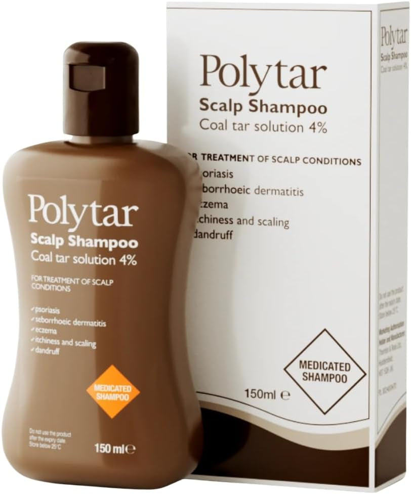 Scalp Shampoo, for Scalp Conditions, Reduces Itching, Inflammation and Scales, Shampoo Treats Psoriasis, Seborrhoeic Dermatitis, Eczema and Dandruff, Contains Coal Tar Solution, 1 X 150Ml